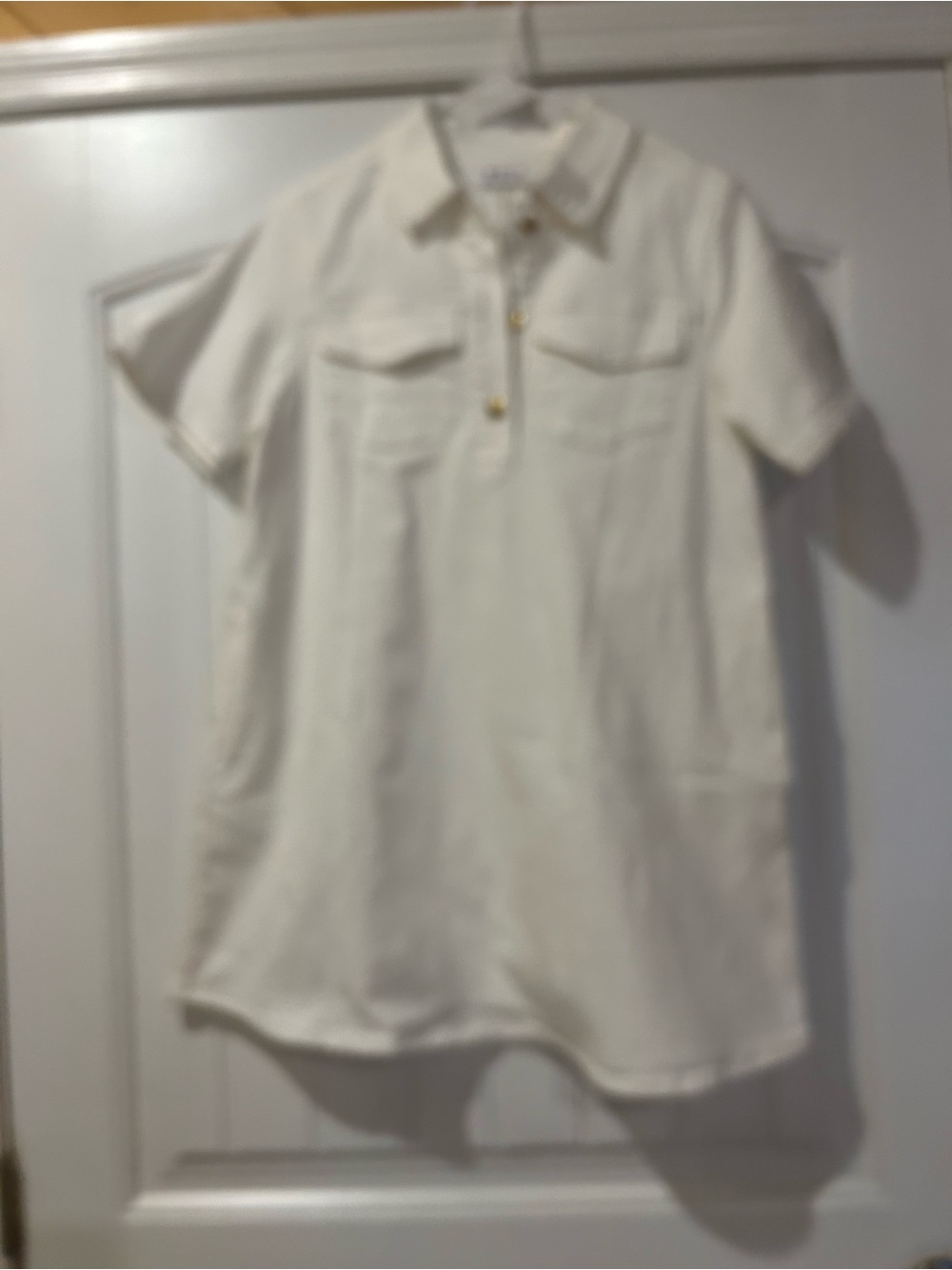 White Denim Dress Chest Pockets